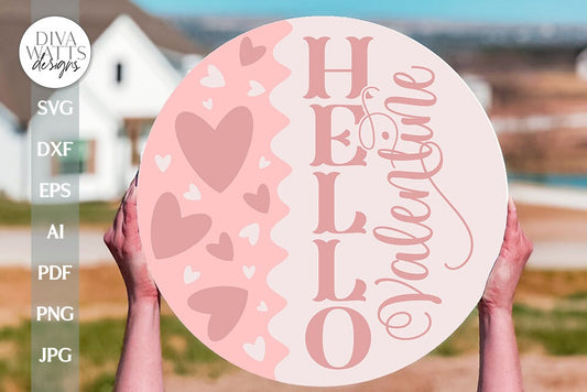 Hello Valentine SVG Valentine's Day Door Hanger SVG Valentine's Welcome svg Valentine Sign SVG Valentine's Day svg Vertical Valentine svg