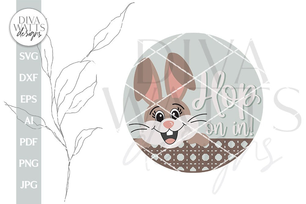 Hop On In SVG Easter Door Hanger svg Easter Bunny svg Bunny Door Hanger svg Bunny Welcome svg Easter Bunny SVG Easter Welcome svg Easter