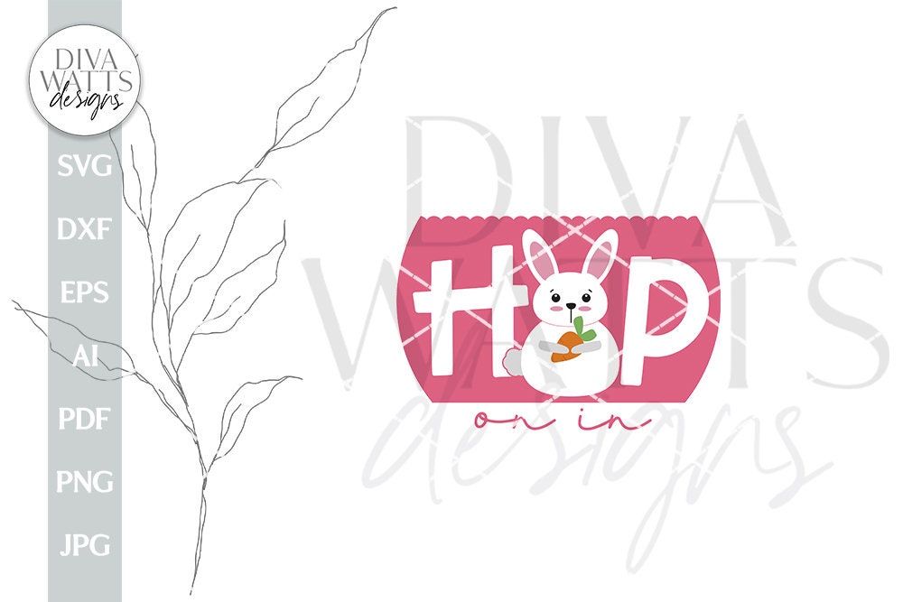 Hop On In SVG Easter Door Hanger svg Easter Bunny svg Bunny Door Hanger svg Bunny Welcome svg Cute Easter Bunny SVG Easter Welcome svg